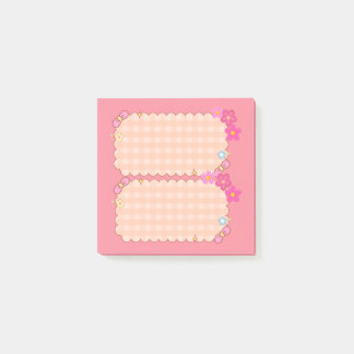 Cute Pink Gingham Floral Coquette Post-it Notes