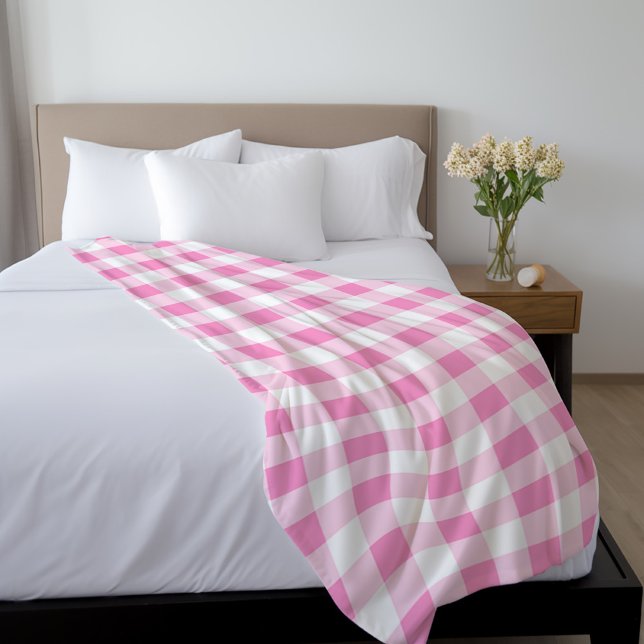 Cute Pink Gingham Pattern Fleece Blanket (Creator Uploaded)