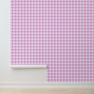 Cute Pink Gingham Pattern Peel and Stick Wallpaper