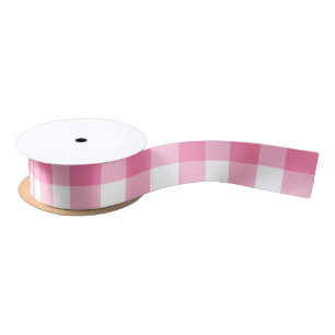 Cute Pink Gingham Pattern Satin Ribbon