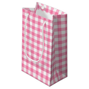 Cute Pink Gingham Pattern Small Gift Bag