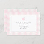 Cute Pink Gingham Swan Baby Shower Thank You Card  (Front/Back)