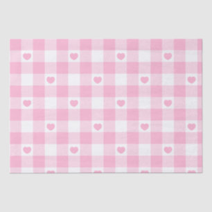 Cute Pink Gingham Vichy With Hearts Tissue Paper