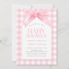 Cute Pink Gingham with Bow Girl Baby Shower