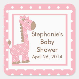 Cute Pink Giraffe Baby Shower Sticker