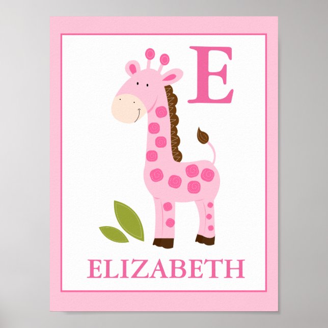 CUTE PINK GIRAFFE GIRL CUSTOM NAME PRINT (Front)