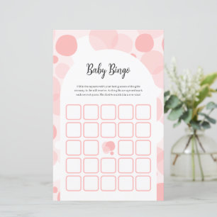 Cute Pink Girl Baby Shower Bingo Game