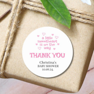 Cute Pink Girl Baby Shower Classic Round Sticker