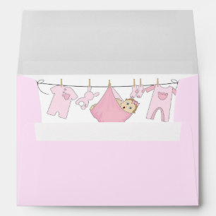 Cute Pink Girl Baby Shower Invitations Envelope