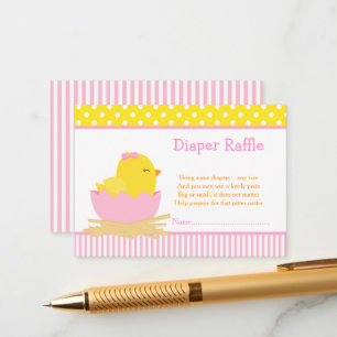 Cute Pink Girl Chick Diaper Raffle Enclosure Card
