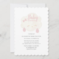 Cute pink girl cloud. Funny blush baby shower rain