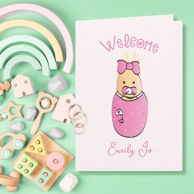 Cute Pink Girl Congratulations Unique Baby Shower Card (Creator Uploaded)