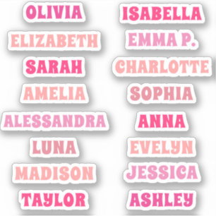 Cute Pink Girl Custom 16 Names Set