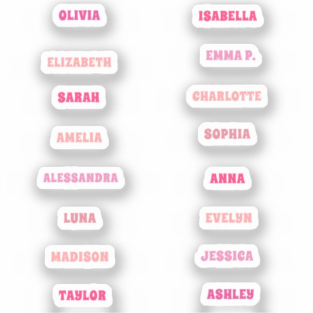 Cute Pink Girl Custom 16 Names Set Extra Tiny (Front)