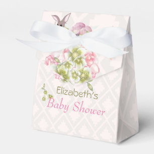 Cute Pink Girl  Floral Bunny Baby Shower Favour Box