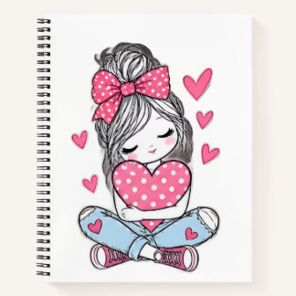 Cute Pink Girl Hearts Classic Notebook