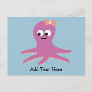 Cute pink girl Octopus Postcard