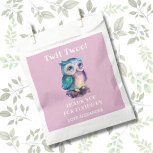 Cute Pink Girl Owl Birthday Thank You Favour Bags