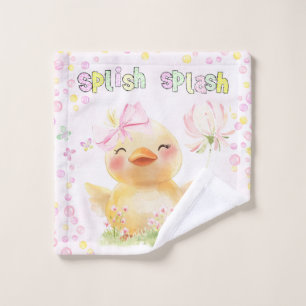 Cute Pink Girl Rubber Duck Wash Cloth