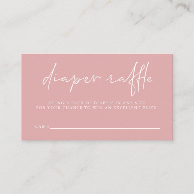 Cute Pink Girls Baby Shower Diaper Raffle   Enclosure Card (Front)
