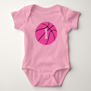 Cute Pink Girls Basketball Custom Baby Bodysuit