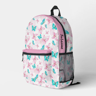 Cute Pink Girls Butterfly  Printed Backpack