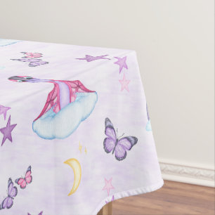 Cute Pink Girls Dinosaur Tablecloth