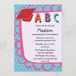 CUTE Pink Girls Kindergarten Graduation Invitation