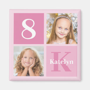 Cute Pink Girls Photo Collage Personalised Magnet