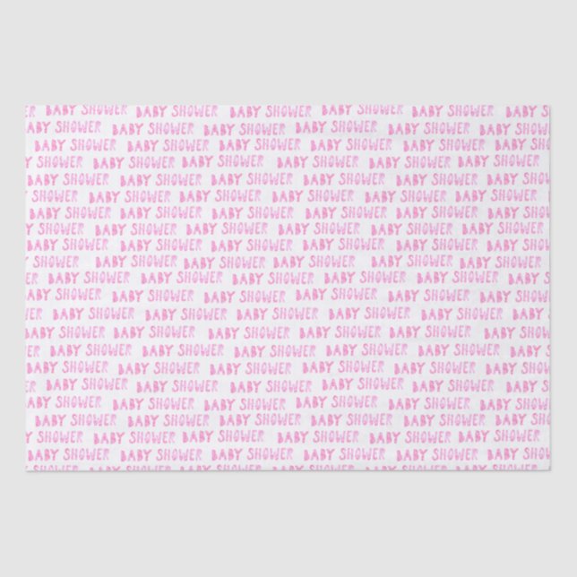 Cute Pink Girly Baby Shower Typography Tissue Paper (Front)