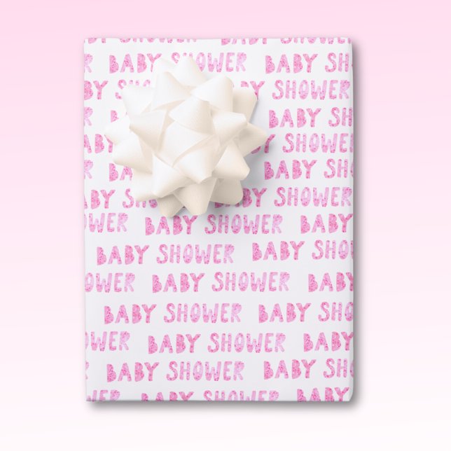Cute Pink Girly Baby Shower Typography Wrapping Paper Sheet (Creator Uploaded)