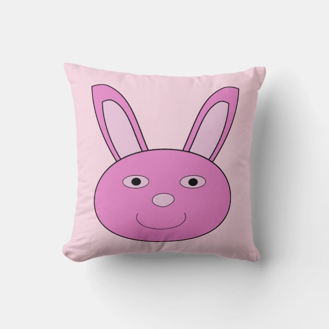 Cute Pink Girly Bunny Face Spring Easter Cushion (Front)