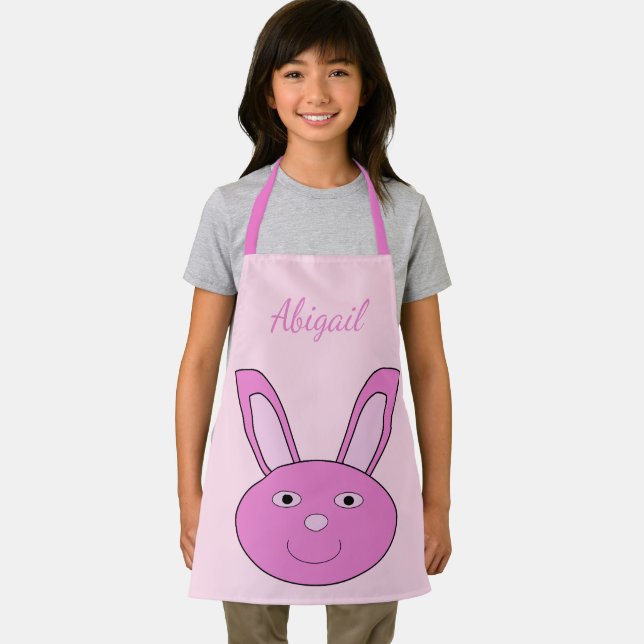 Cute Pink Girly Bunny Face Spring Easter Custom Apron (Insitu)