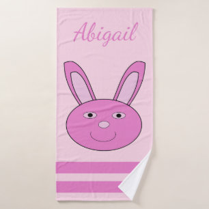 Cute Pink Girly Bunny Face Spring Easter Custom Bath Towel