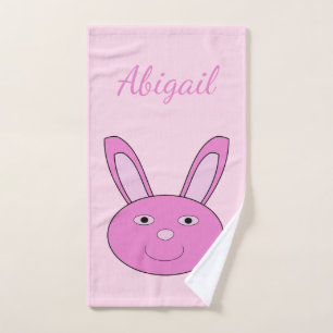 Cute Pink Girly Bunny Face Spring Easter Custom Hand Towel