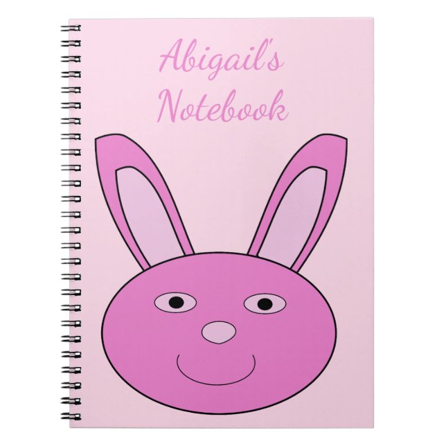 Cute Pink Girly Bunny Face Spring Easter Custom Notebook (Front)