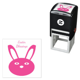 Cute Pink Girly Bunny Face Spring Easter Custom Self-inking Stamp
