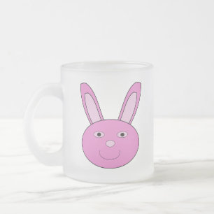 Cute Pink Girly Bunny Face Spring Easter Frosted Glass Coffee Mug