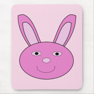Cute Pink Girly Bunny Face Spring Easter Mouse Mat
