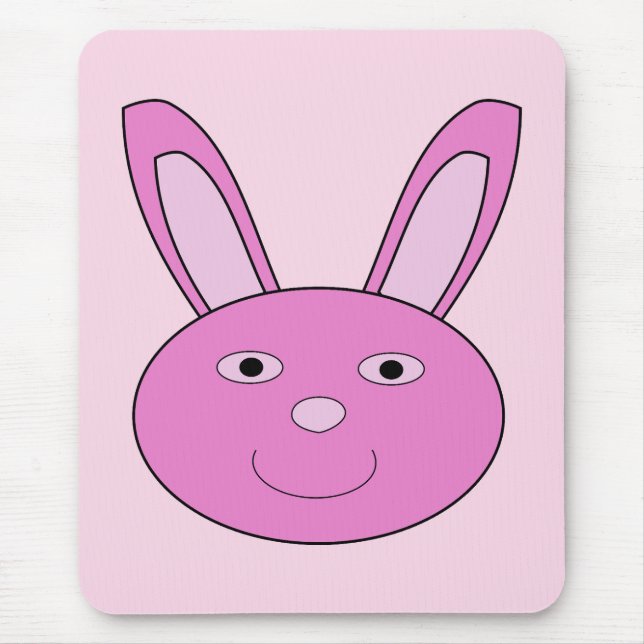 Cute Pink Girly Bunny Face Spring Easter Mouse Mat (Front)