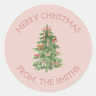 Cute Pink Girly Christmas Tree Gift Stickers