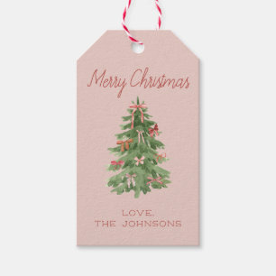 Cute Pink Girly Christmas Tree Gift Tags