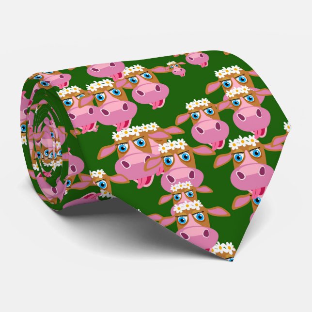Cute Pink Girly Cow Tie (Rolled)