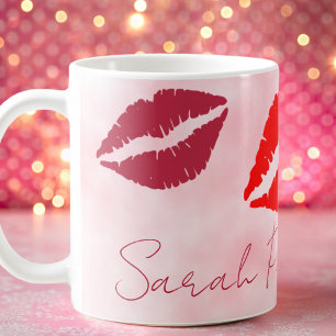 cute pink girly kiss coffee mug