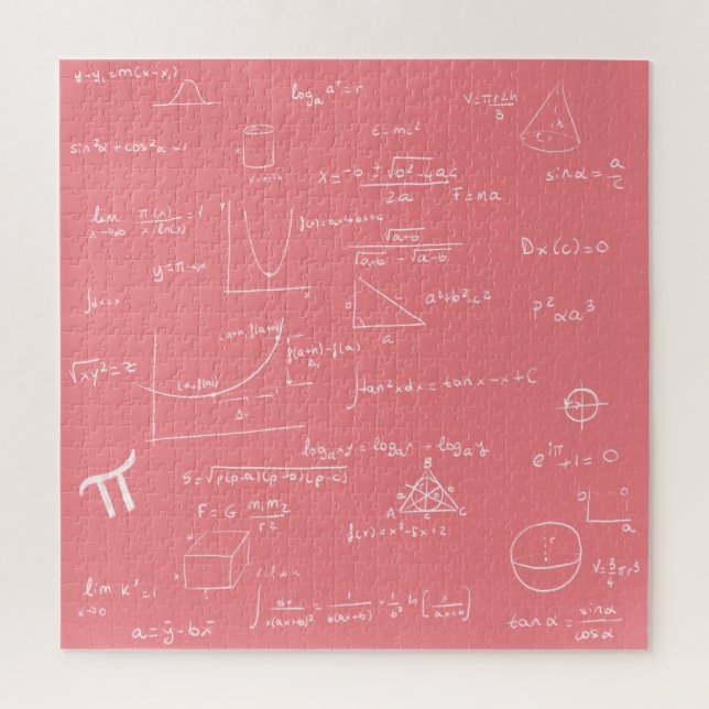 Cute Pink Girly Mathematic Formulas and Equations Jigsaw Puzzle (Vertical)