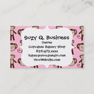 Cute Pink Girly Monkey Girl Collage Pattern Business Card