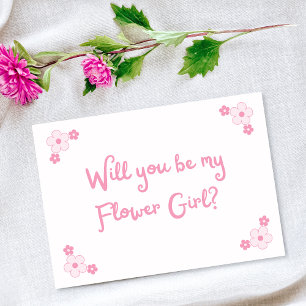 Cute Pink Girly Personalised Flower Girl Proposal Card