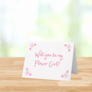 Cute Pink Girly Personalised Flower Girl Proposal Card