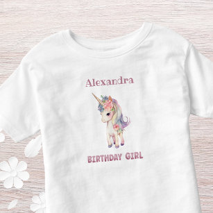 Cute Pink Glitter Girl Unicorn Birthday Toddler T-Shirt