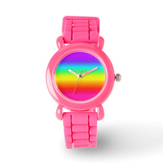 Cute pink glitter rainbow watch (Front)